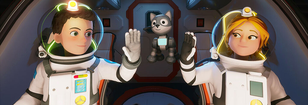 Der kleine Major Tom, Stella und Katze im Raumschiff