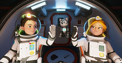 Der kleine Major Tom, Stella und Katze im Raumschiff