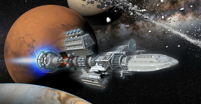 Raumschiff vor Planeten