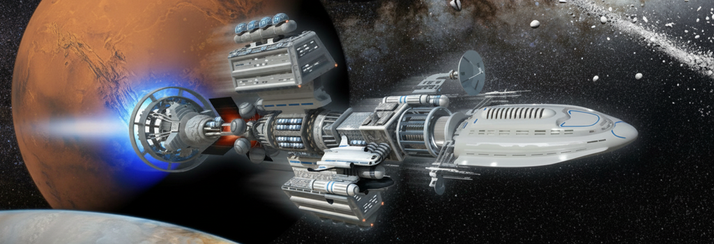 Raumschiff vor Planeten