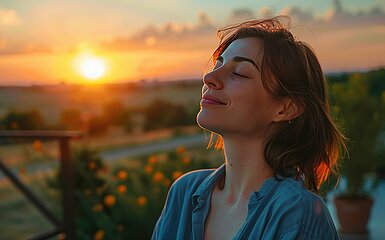 Frau vor Sonne