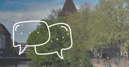 Blick auf die Pegnitz und Text 