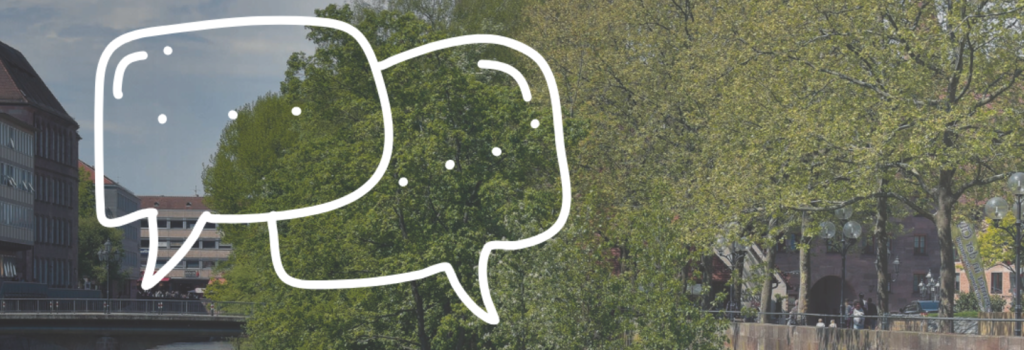 Blick auf die Pegnitz und Text 